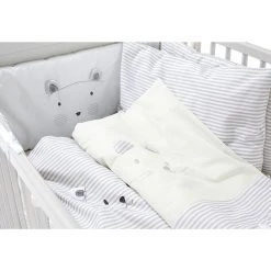 Alvi 4tlg. Bett-Set "Faces" In Grau/ Creme