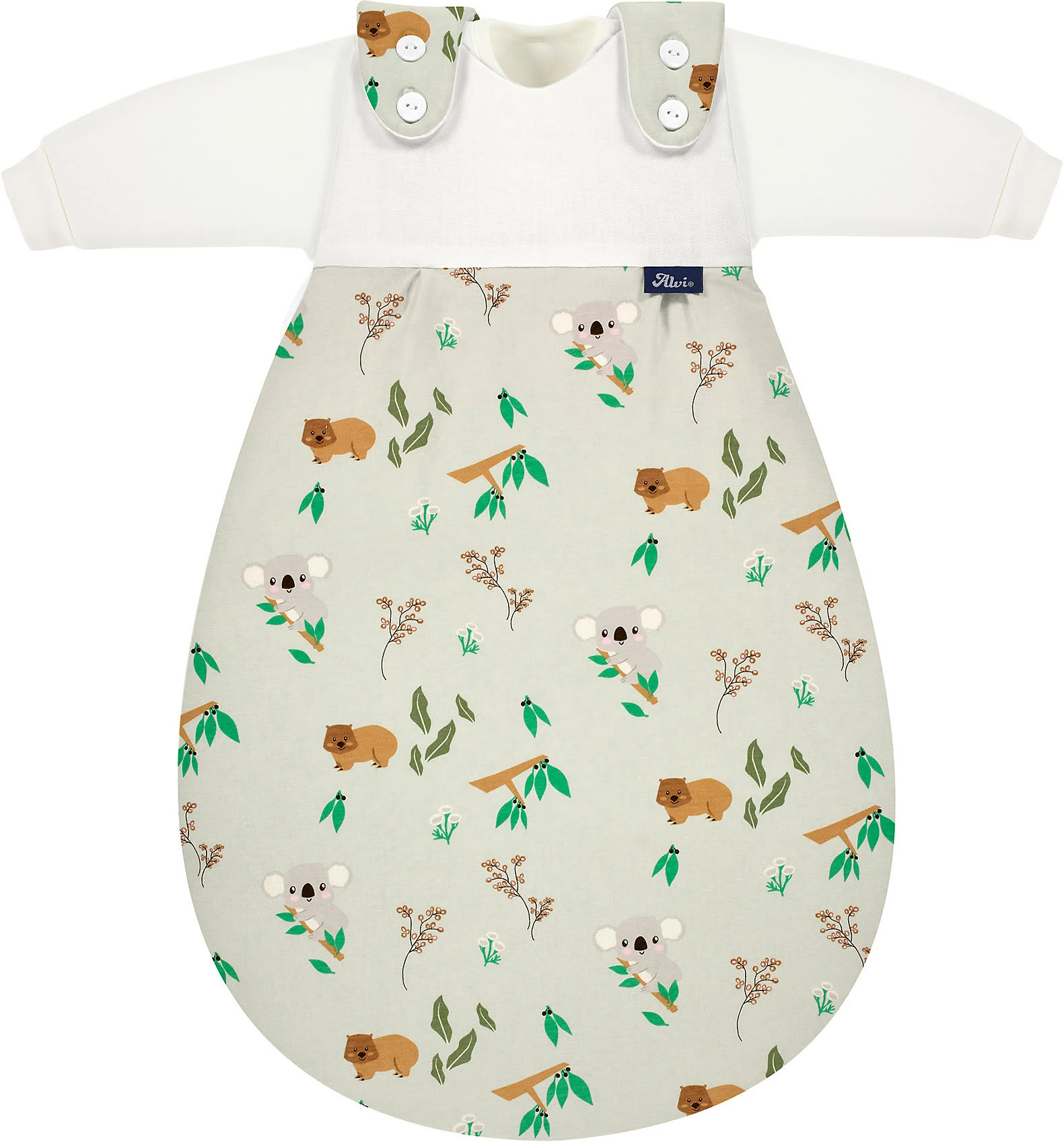Alvi Baby-Mäxchen Schlafsack 3tlg. Bio Baumwolle - TOG 2,5 - Koalas World, 56/62