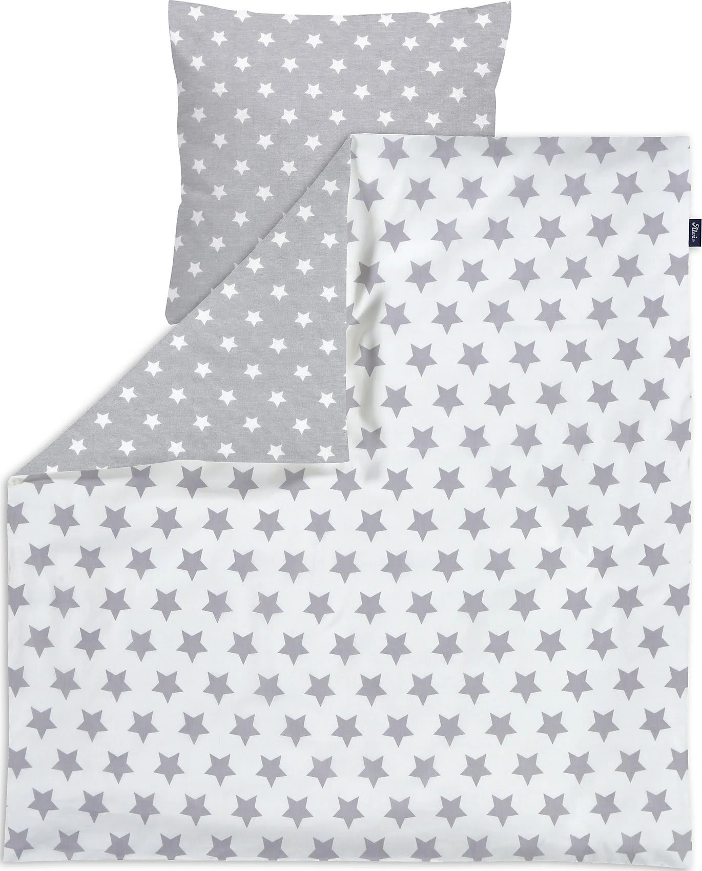 Alvi Babybettwäsche Stars, Baumwolle, Silber, 80 X 80 + 35 X 40 Cm