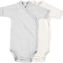 Alvi Body Kurzarm 2er-Set, Off-white/glacier Gray, 68 Cm