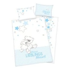 Baby Best® Flanell-Bettwäsche Lieblingsmensch 40x60 / 100x135 Cm In Blau