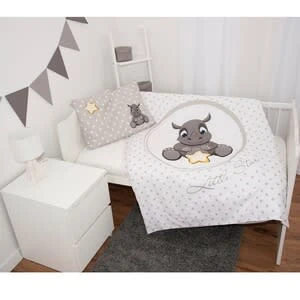 Baby Best® Renforcé Wende-Bettwäsche Nashorn 40x60 / 100x135 Cm In Weiß – Bild 2