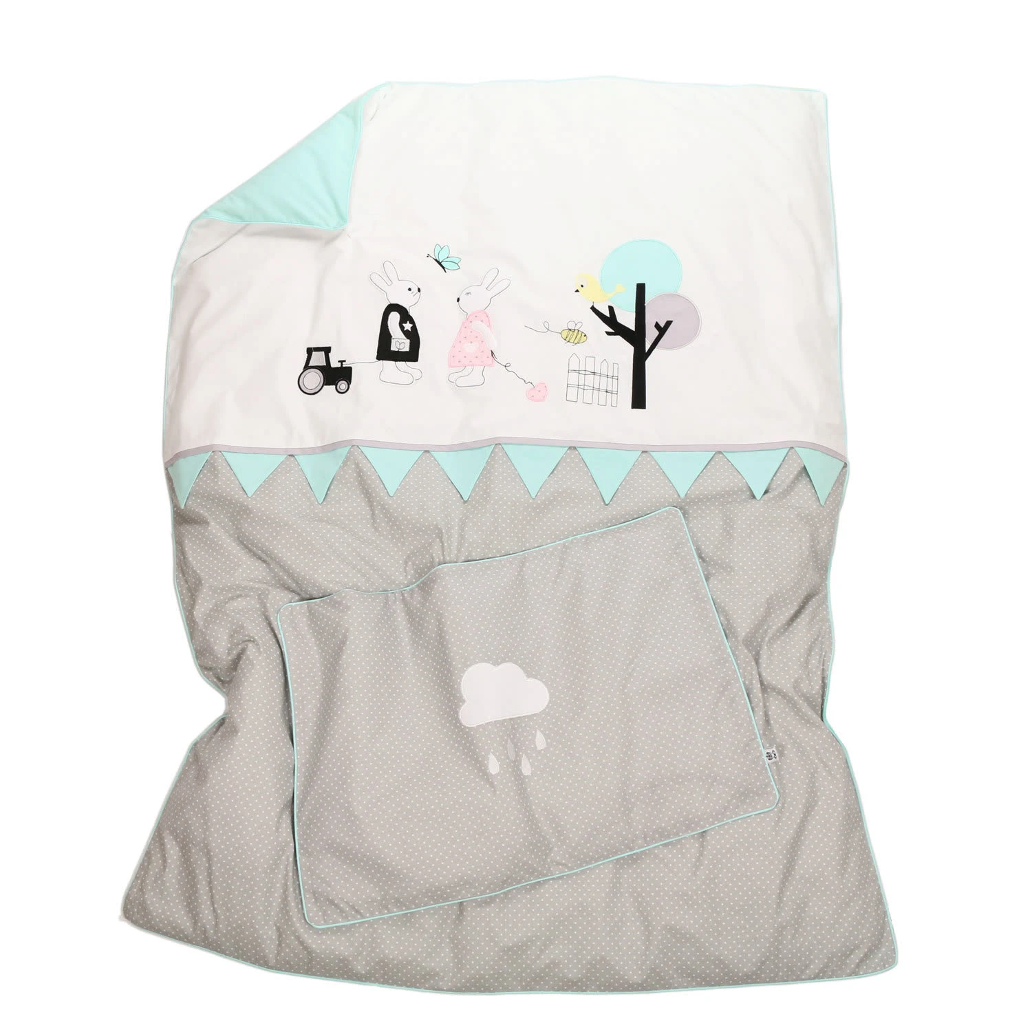 BABY LAL® Babybettwäsche "HASENFREUNDE&Co." In Grau - (L)135 X (B)100cm