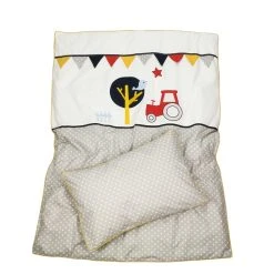 BABY LAL® Babybettwäsche "TRAKTOR & SPATZ" In Grau/Gelb - (L) 135 X (B) 100cm