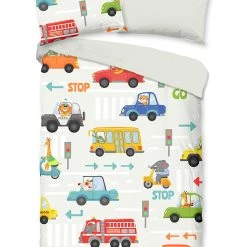 GOOD MORNING Bettwäsche-Set "Traffic" In Weiß/ Bunt