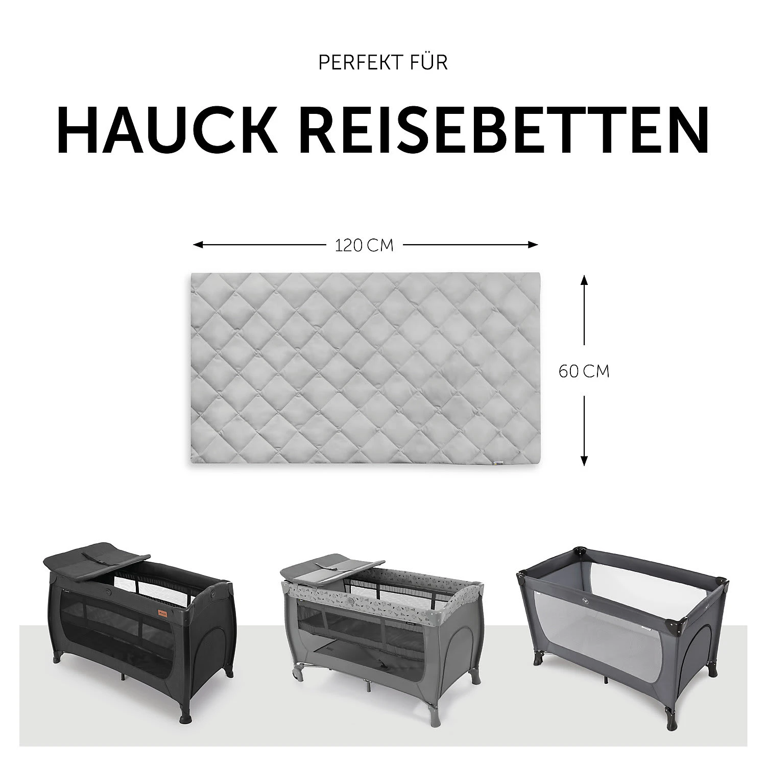 HAUCK Spannbetttuch Bed Me 120x60, Grey – Bild 7