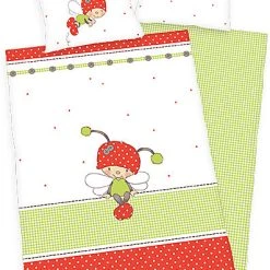 Herding Kinder-Wendebettwäsche Lara Käferchen, Linon, 100 X 135 + 40 X 60 Cm