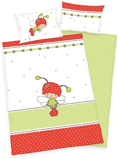 Herding Kinder-Wendebettwäsche Lara Käferchen, Linon, 100 X 135 + 40 X 60 Cm
