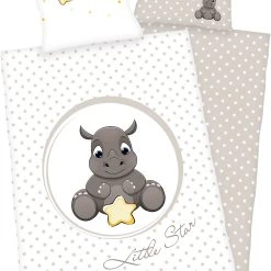 Herding Kinder-Wendebettwäsche Nashorn, Renforcé, 100 X 135 + 40 X 60 Cm