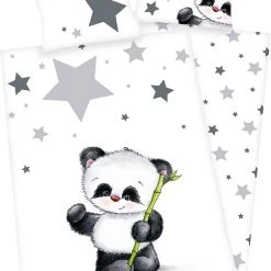 Herding Kinder-Wendebettwäsche Panda, Renforcé, 100 X 135 + 40 X 60 Cm
