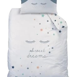 MATT & ROSE Baby Bettwäsche-Set Biber "Sterne Sweet Dreams" In Weiß / Grau