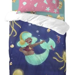 Mr. Fox Bettwäsche-Set "Happy Mermaid" In Dunkelblau/ Pink