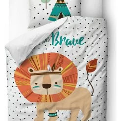 Mr Little Fox Satin-Bettwäsche-Set "Lion" In Weiß/ Bunt