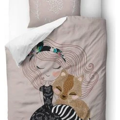 Mr Little Fox Satin-Bettwäsche-Set "Two Princesses" In Beige/ Bunt