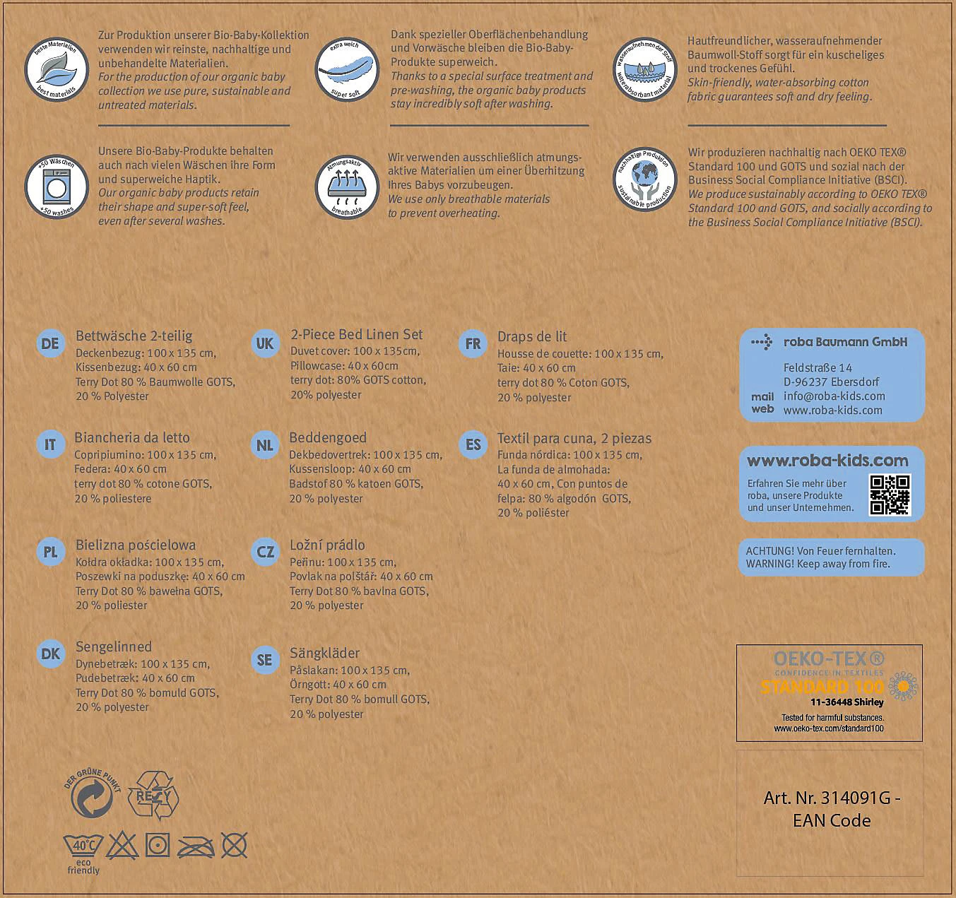 Roba Bettwäsche "Lil Planet", Jersey, Silbergrau, 100 X 135 Cm + 40 X 60 Cm – Bild 5