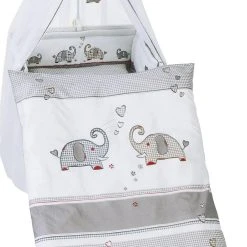 Roba Kinderbettgarnitur Jumbo Twins Grau, 4-tlg. - Kissenbezug 40x60, Decke...