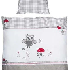 Roba Wiegen-Bettwäsche-Set "Adam & Eule" In Weiß/ Grau