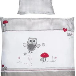 Roba Wiegenbettwäsche 2-tlg. Adam & Eule, 80x80 Cm + 35x40 Cm