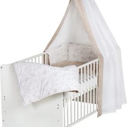 Schardt Bettset Origami Beige, 4-teilig, Himmel Mit Voile, 2-teilige Bettwäsche...