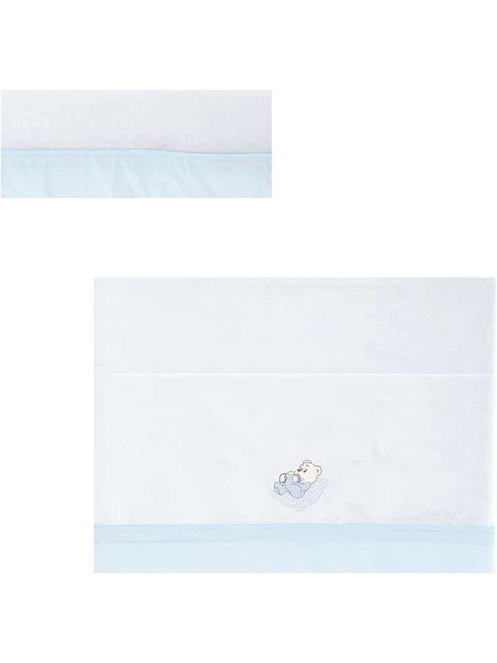 Tanuki Bettwäsche-Set "Teddy" In Weiß/ Blau