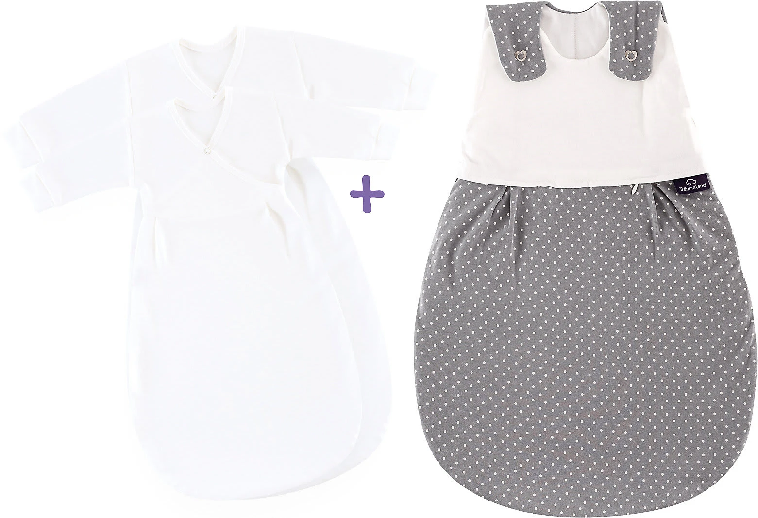 Träumeland Schlafsack Liebmich 3-tlg. PĂĽnktchen Grau - TOG 3,0, Gr. 56/62