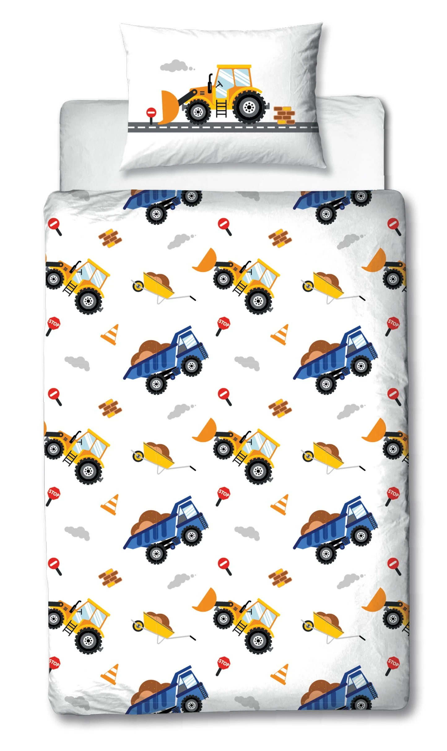 TRAUMHELDEN Baby Bettwäsche-Set Flanell "Bagger" In Weiß – Bild 2