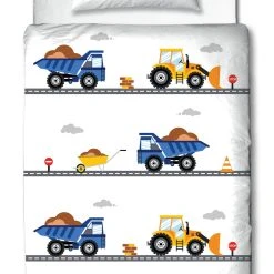 TRAUMHELDEN Baby Bettwäsche-Set Flanell "Bagger" In Weiß