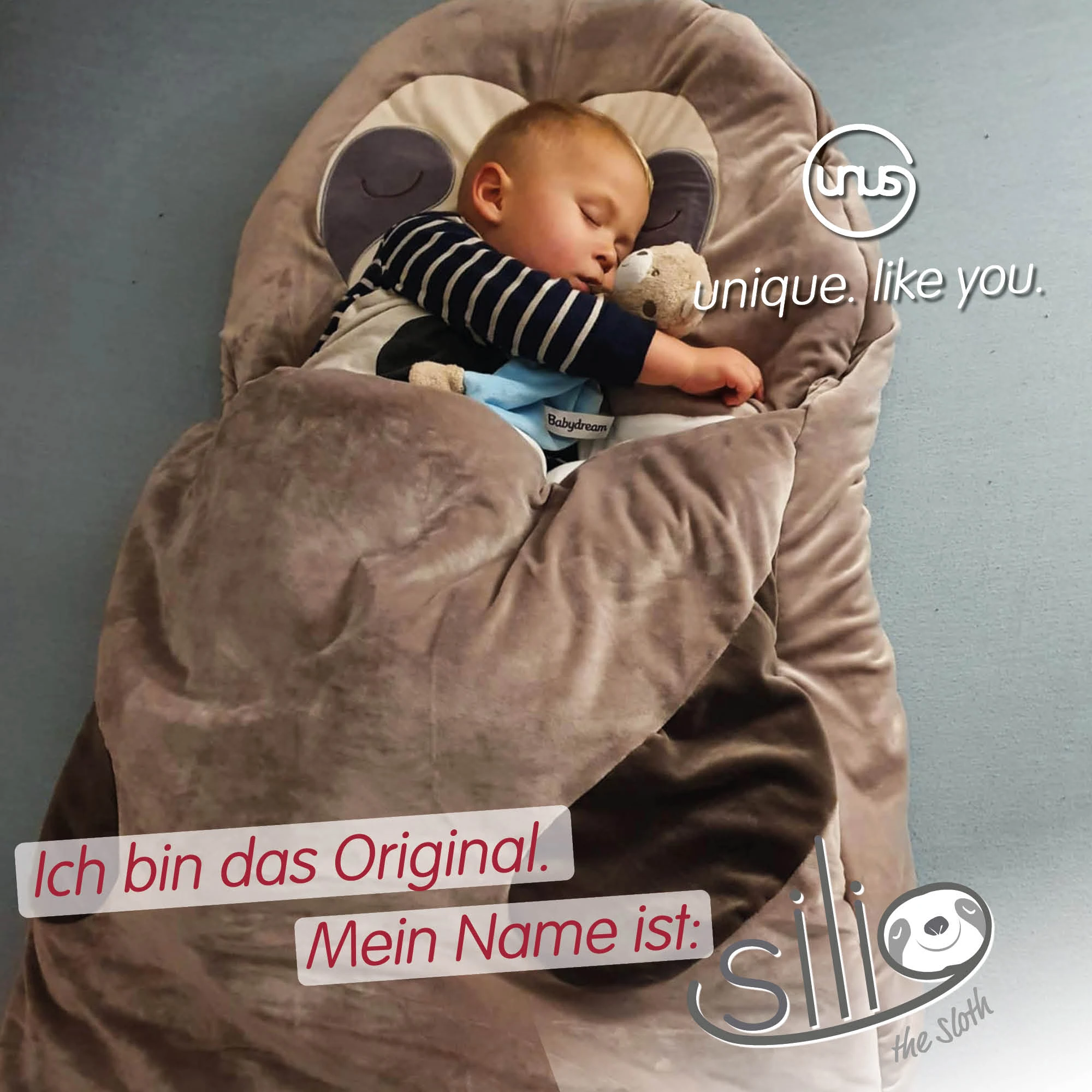 UNUS Mumienschlafsack Faultier In Grau – Bild 5