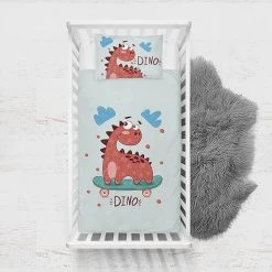 Woody Kids 2tlg. Bettwäsche-Set In Hellblau/ Rot